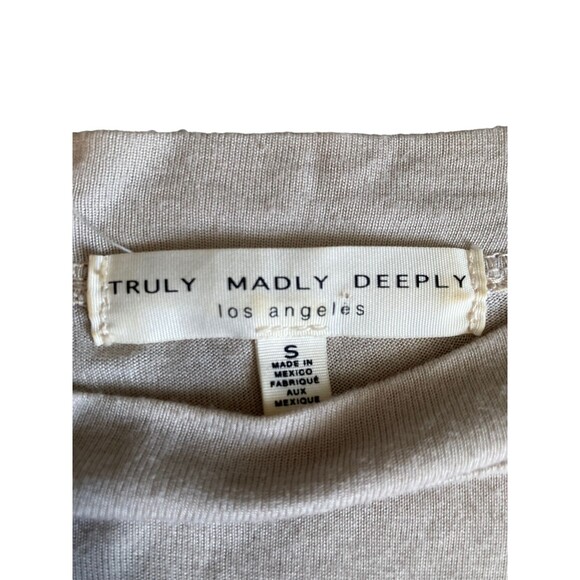 Truly Madly Deeply Womens Peplum Babydoll Top Size S Taupe Millennial Chic 2010s - Picture 6 of 11